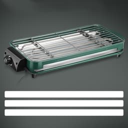 Tafelbarbecue - 2-in-1 elektrische grill - Dubbellaagse elektrische grillplaat - Binnenbarbecue - Ingebouwde rookafzuiging - Instelbare temperatuur - Inclusief 1 elektrische grillplaat, 1 grillpan, 1 grillrooster en 1 lekbak - 220V - 1500W - Blauw — thumbnail 2