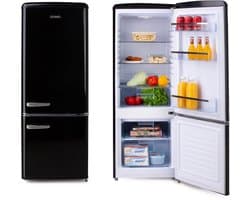 DOMO DO91706R Retro Koel-Vriescombinatie - Energieklasse D - 191 L - Zwart