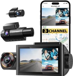 Dashcam 3-Kanaals - 4K Voorkant 1080P Binnen En Achter - 3 Inch LCD - USB Aansluiting - Zwart - Auto Beveiliging — thumbnail 1
