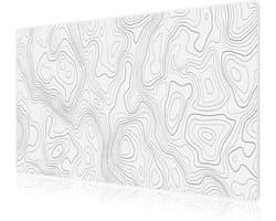Nexara - Muismat XXL - Bureau Onderlegger en Gaming Mousepad - 90 x 40 cm - Topografisch Wit