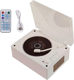 Draagbare cd-speler met Bluetooth en luidsprekers, compacte retro dvd-speler met afstandsbediening, ondersteunt USB/AUX/Type-C, oplaadbare muziekspeler, 3,5 mm AUX desktop cd-speler (wit). — thumbnail 1