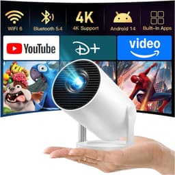 Mini-Projector – 4K Ondersteuning – 1080p Resolutie – Android 11 – WiFi 6 – Bluetooth 5.0 – Draagbare Videoprojector – Voor Smartphone, TV Stick, HDMI en PS5 – iOS Compatibel — thumbnail 1
