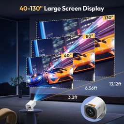 Chelsey-store - Projector 300 ANSI 4K Mini Beamer - Projectiegrootte van 101,6 - 304,8 - Ideaal voor Thuisbioscoop - Compact Design - HDMI en USB Poorten - 4K Mini Beamer met Android 11 - Wit/Zwart — thumbnail 3