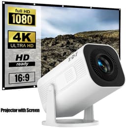 Chelsey-store - Projector 300 ANSI 4K Mini Beamer - Projectiegrootte van 101,6 - 304,8 - Ideaal voor Thuisbioscoop - Compact Design - HDMI en USB Poorten - 4K Mini Beamer met Android 11 - Wit/Zwart — thumbnail 4