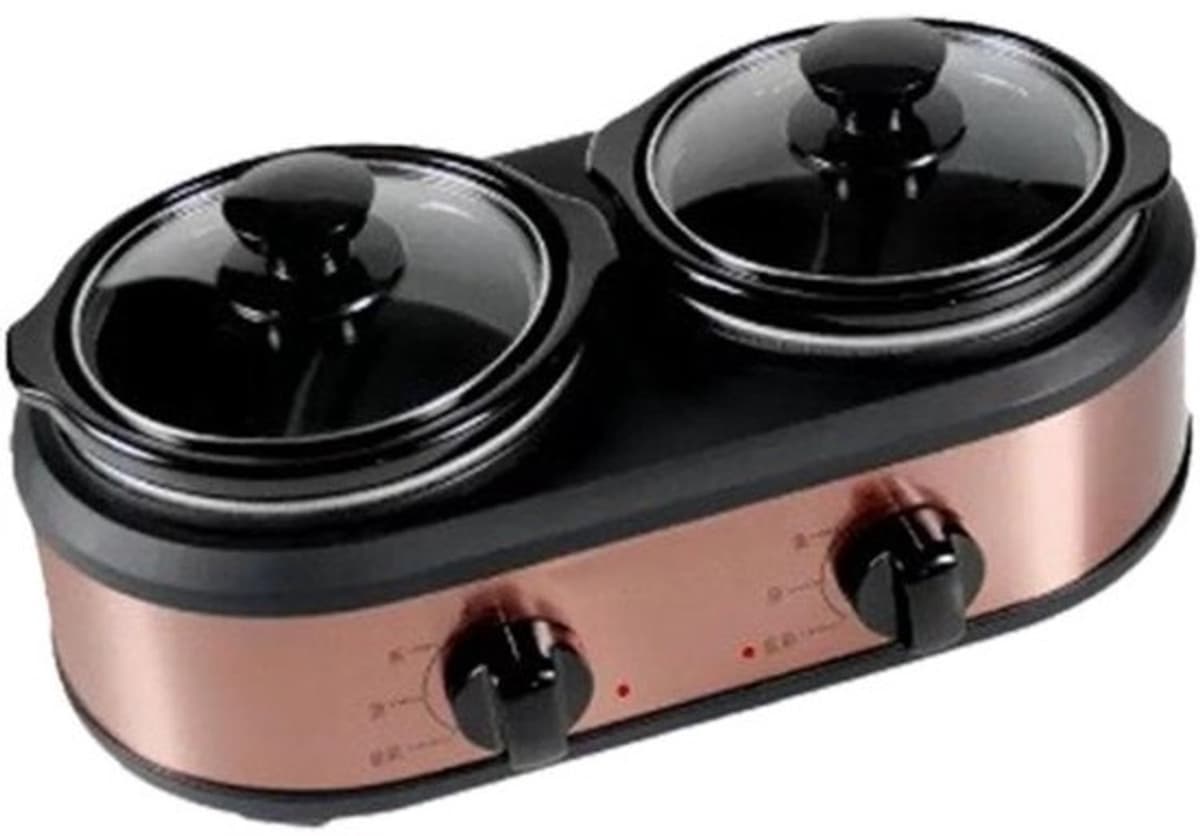 Huishoudelijke multicooker - Mini kookpan - Gezond koken - Twee keramische potten - 12L per pot - Zwart — afbeelding 1