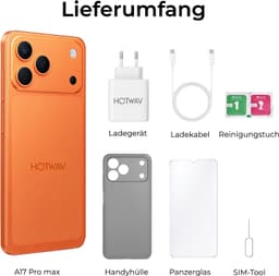 HOTWAV A17 Pro Max smartphone met Android 16 - 4 GB+128 GB opslag - mobiele telefoon 5160 mAh - Goedkope smartphone - Oranje — thumbnail 3