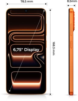 HOTWAV A17 Pro Max smartphone met Android 16 - 4 GB+128 GB opslag - mobiele telefoon 5160 mAh - Goedkope smartphone - Oranje — thumbnail 2