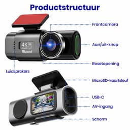 Digisand Dashcam Voor Auto - 128G 4K 2160P Ultra HD - Voor & Achter ultracompacte autocamera- Wifi & GPS - HD Nachtzicht - G-Sensor - Met Parkeerbewaking - Met App — thumbnail 4
