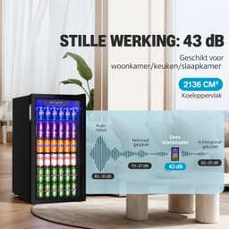 Brandistry - Drankenkoelkast - Drankkoelkast - Koelkast - Glazen Deur - Verstelbare Planken - 90 Liter - LED Verlichting - Zwart — thumbnail 3