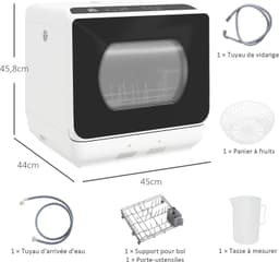 HOMCOM Vaatwasser - Polypropyleen - 45x44x45,8 cm - Wit — thumbnail 5