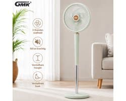 Statiefventilator - 65W – Tafelventilator – 3 Kunststof Bladen – 3 Snelheden – Ventilator - In Hoogte Verstelbaar – Groen