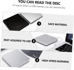 Externe DVD Brander - CD ROM Station - Bestanden Branden - Snelle Gegevensoverdracht - 5.58 inch - Zilvergrijs — thumbnail 4