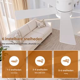 Plafondventilator met Licht 106,6 cm, Wit 5 Bladen, Stil DC Motor, LED Dimbaar & Afstandsbediening — thumbnail 3