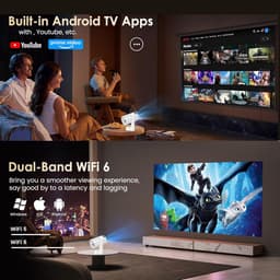 Beamer met WiFi 6 en Bluetooth 5.4, draagbare overheadprojector, mini-projector, ondersteunt 4K 1080p, automatische keystone, rotatie 270°, compatibel met HDMI/tv-stick/laptop — thumbnail 5