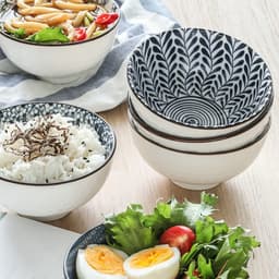 Dailygoods - Japanse Keramische Rijstkommen Set van 6 - Magnetron Veilig — thumbnail 4