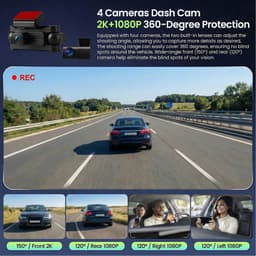SnelShoppen - Dashcam Auto 2K + 1080p Met 360 Graden Bescherming, Ultranachtzicht, 5 GHz Wifi App-besturing, GPS, WDR, G-sensor, Loop-opname, Max. 256 — thumbnail 3