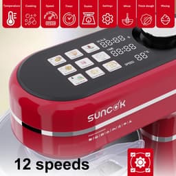 SUNCOK Keukenmixer, met twee roestvrijstalen mengkommen: 4,5 l en 5,5 l. Krachtige motor van 1500 W, geluidsniveau 59 dB. Blender, geschikt voor bakken en deeg kneden. — thumbnail 3