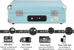 DIGITNOW Platenspeler - Ingebouwde Speakers - Auto-stop - Retro - Blauw — thumbnail 2