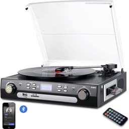 DIGITNOW - All-in-One Platenspeler met Bluetooth, Radio, Cassette, USB & SD – Vinyl naar MP3 – 33/45/78 RPM — thumbnail 1