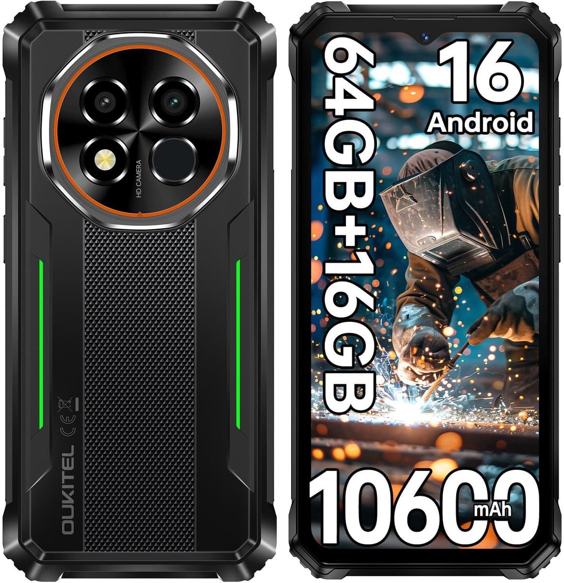 OUKITEL G6 Outdoor Smartphone, 10600mAh, 16GB+64GB, 16MP, IP68 Waterdicht, Android 16, OTG, Dual 4G — afbeelding 1