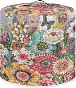 Drukpan Afdekhoes - Keukenapparaat Cover - Keuken Organiseren - Met Opbergvak - L 38cm x 36cm - Bloemenprint Roze — thumbnail 1