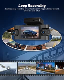 Dashcam voor auto - Zwart - 3 inch - 4 Camera's met 360° Dekking en Nachtzicht - Met Wifi en 24-Uurs Parkeermodus — thumbnail 3