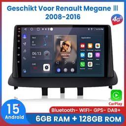 Awesafe Autoradio 6GB+128GB met Carplay en Android auto - Geschikt Voor Renault Megane III 2008 t/m 2016 - Radio scherm met Navigatie GPS - 8 Kern V1PRO Versie - Draadloos Apple Carplay & Android - 2008 2009 2010 2011 2012 2013 2014 2015 — thumbnail 1