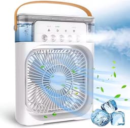 Casalora Portable Aircooler - Airco Zonder Afvoerslang - Tafelventilator -Luchtkoeler 4-in-1 -3 windsnelheden met 600ml Watertank - Wit — thumbnail 1