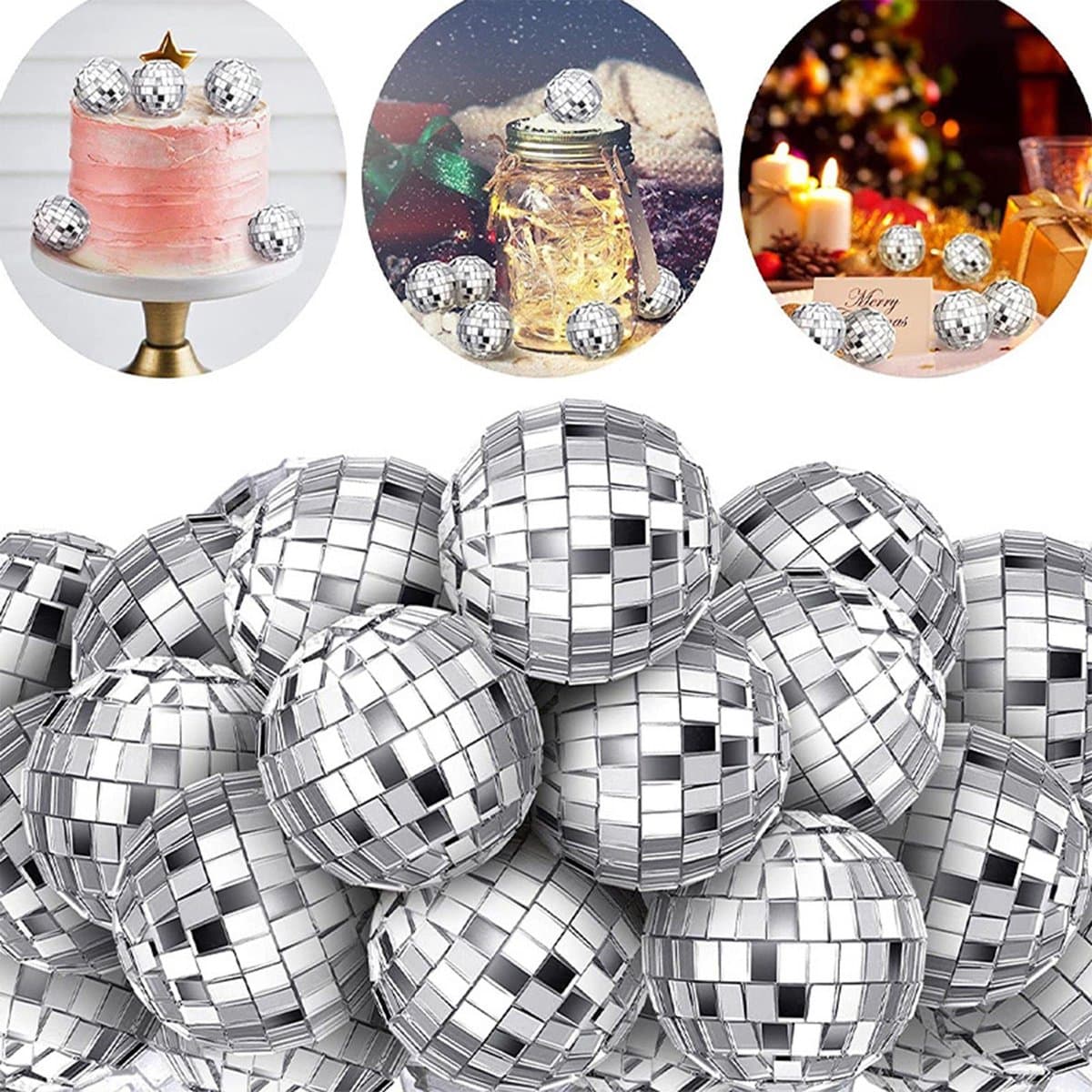Spiegel Disco Bal Ornamenten 3cm- 20 Stuks Glazen Reflecterende Bal Hangdecoratie- Kerstboom Versiering voor Feest- Taartdecoratie- Bar en Carnaval — afbeelding 1