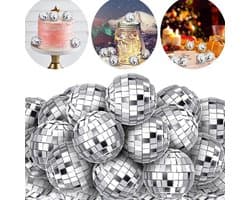 Spiegel Disco Bal Ornamenten 3cm- 20 Stuks Glazen Reflecterende Bal Hangdecoratie- Kerstboom Versiering voor Feest- Taartdecoratie- Bar en Carnaval