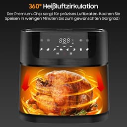 Heteluchtfriteuse XXL - Airfryer zonder olie - Gezond Koken - Groot kijkvenster - 9 Liter - Zwart — thumbnail 3