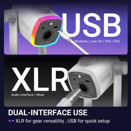 FIFINE AM8 PROS - USB / XLR Studio Microfoon - Geschikt voor PC/PS4/PS5 - RGB - Podcast - Gaming - Streaming - Wit — thumbnail 4