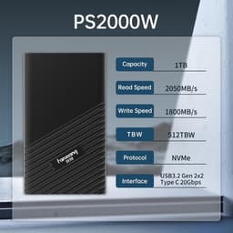 Externe SSD - Draagbare Schijf - Snelle Data Opslag - Aluminium Behuizing - 1 TB - Zwart — thumbnail 4