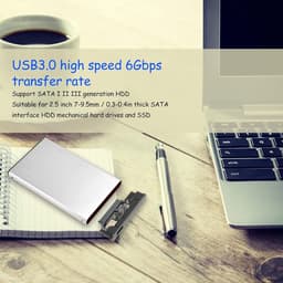Externe Harde Schijf, Usb3.0 Externe Harde Schijf Platte Docking Station 6gbps Snelle Overdracht Plug and Play Ssd Hard Disk Box voor I II III Generatie (Zilver) — thumbnail 5