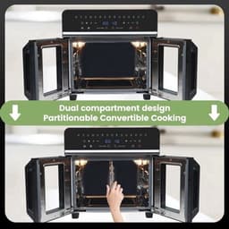 Heteluchtfriteuse – Airfryer - Airfryer Oven XXL - 23L - Dubbele Lades - 2200W - 240V - LED Touchscreen – 15 Programma’s - Kijkvenster - Zwart — thumbnail 4