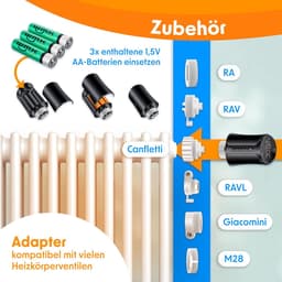 Slimme Radiatorthermostaat WiFi – App Bediening – Alexa & Google Assistant – 6 Adapters – Zwart — thumbnail 5
