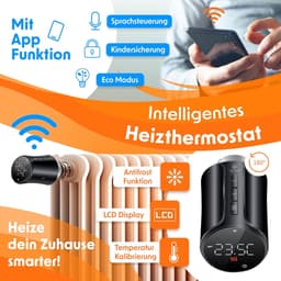 Slimme Radiatorthermostaat WiFi – App Bediening – Alexa & Google Assistant – 6 Adapters – Zwart — thumbnail 4
