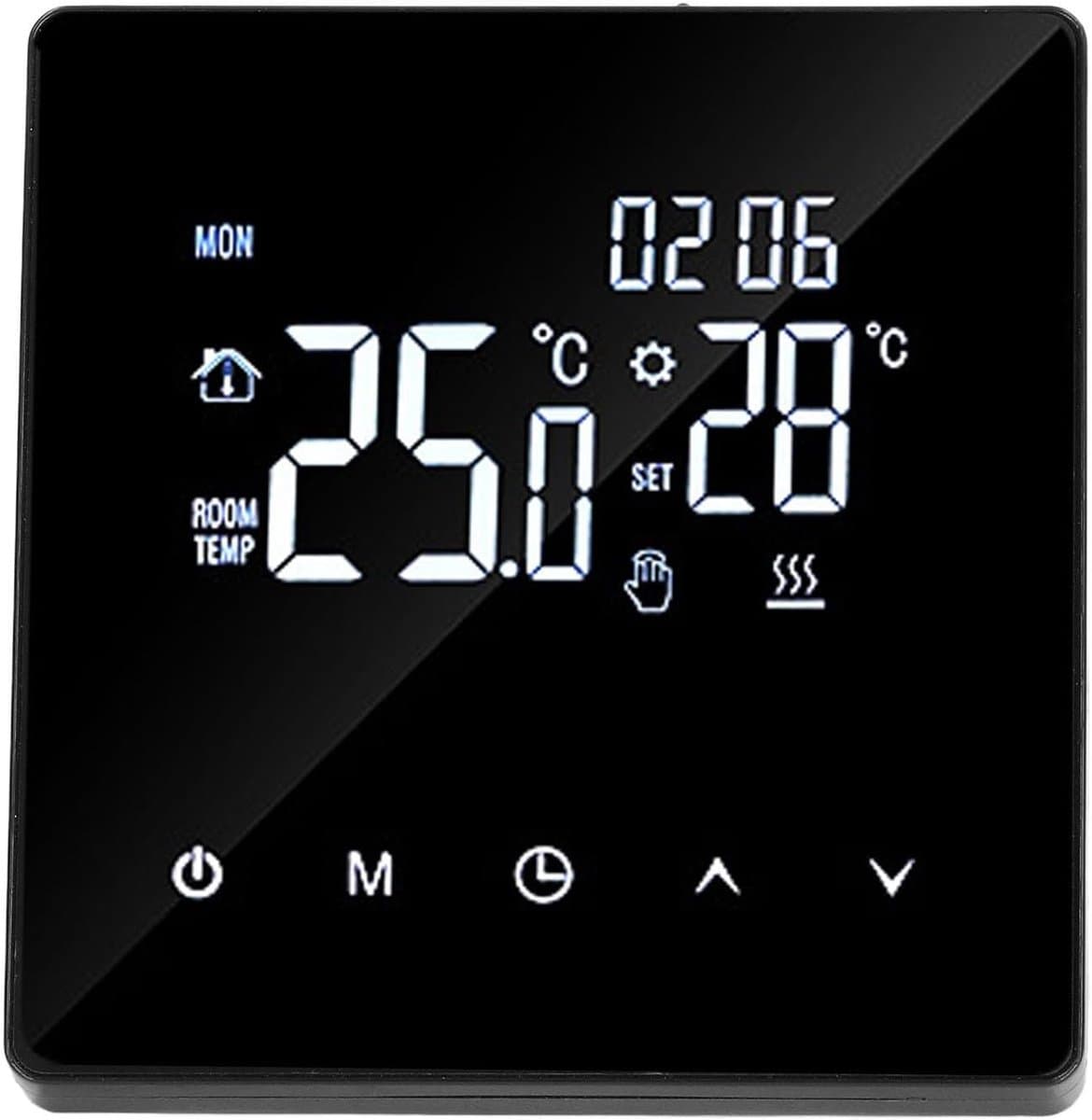 Digitale Thermostaat - Programmeerbare Regelaar - Verwarming Instellen - Energiebesparend - 89x86mm - Zwart — afbeelding 1