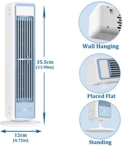 Casa Living Oplaadbare Ventilator - Torenventilator - Draagbaar - Draadloos - 35,5CM Hoog - 3 Snelheden - 3600 mAh Accu - Wit — thumbnail 1