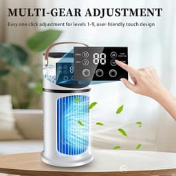 Sander Shop Mini-airconditioning, torenventilator, stille USB-ventilator met 9 snelheden en lcd-display, ruimtebesparende koeling voor slaapkamer, kantoor, kleine ruimtes, mobiele tafelventilator — thumbnail 3