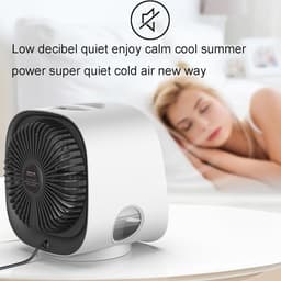 Mini draagbare airconditioner, wit - Stille draagbare airconditioner, zonder uitlaat | 4-in-1 koeler en mini-luchtbevochtiger, drie ventilatorsnelheden, met nachtlampje en USB-oplaadfunctie (wit) — thumbnail 5