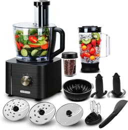 Emvae Keukenmachine - Groentesnijder - Hakmolen - Foodprocessor - Multifunctioneel - Hakken Mixen Kneden Snijden Raspen - 3,2L + 1,5L - Zwart — thumbnail 5