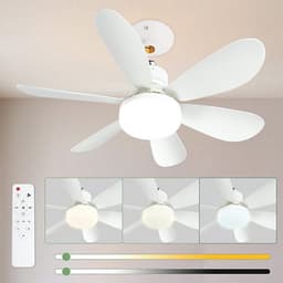 52 Cm Stille Plafondventilator met Licht en Afstandsbediening, 40 W Plafondventilatorlamp met E27 - Steker, Woonkamer, 3 Snelheden, 6 Bladen — thumbnail 1