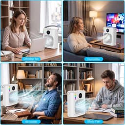 Mobiele Mini Airconditioning – USB Luchtkoeler met Bevochtiger – 900 ml Watertank – 3 Snelheden – LED Nachtlampje – Timer – Stil & Energiezuinig voor Bureau, Slaapkamer en Camping — thumbnail 4