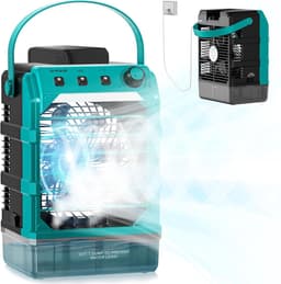 Accu Ventilator met Waterkoeling – Compatibel met Makita 18V Accu – 1600 ml Watertank – USB-Voeding – Luchtkoeler met Bevochtiger – Timer & LED-Verlichting — thumbnail 1
