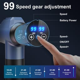 SnelShoppen - Massagepistool Deep Tissue voor spierontspanning, 99 snelheden, elektrisch handheld massageapparaat met 6 verwisselbare hoofden, Type-C — thumbnail 5