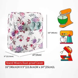 Mixerhoes Keuken - Apparaathoes - Apparaten Beschermen - Met Opbergvakken - Voor 5-8 Liter - Bloemenprint — thumbnail 4