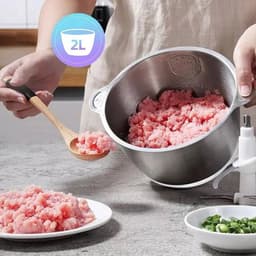 Elektrische Vleesmolen - 500W - Foodprocessor - Hakmolen - 2L RVS Keukenmachine - 2 Snelheden - voor Vlees - Noten en Groenten - Eenvoudig Schoon te Maken - Standaard Extra Mes — thumbnail 2