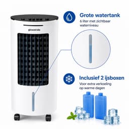 Glowstride - Luchtkoeler 6L - 65W - airco - 3 Snelheden - Waterkoelventilator - 3 Snelheden - Waterkoelventilator - mobiele koeler - met ijsboxen — thumbnail 2