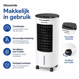 Glowstride - Luchtkoeler 6L - 65W - airco - 3 Snelheden - Waterkoelventilator - 3 Snelheden - Waterkoelventilator - mobiele koeler - met ijsboxen — thumbnail 4